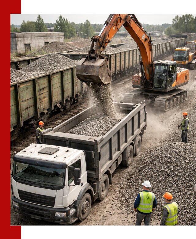 Железнодорожный щебень фракция 25–60 для поставок в Лесне