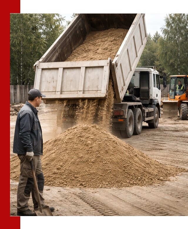 Доставка и продажа песка с разгрузкой в Лесне