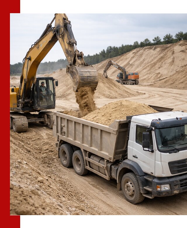 Доставка карьерного песка с самосвалами и разгрузкой в Лесне