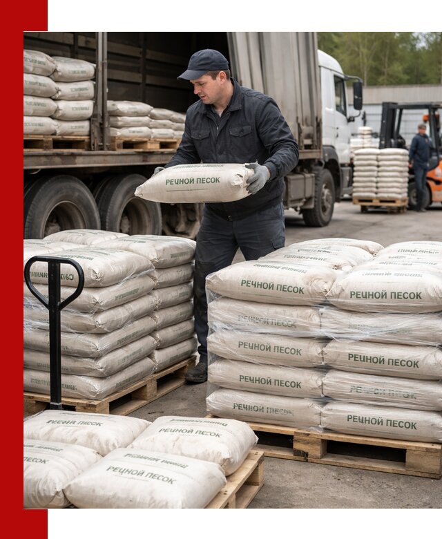 Речной песок в мешках с доставкой в Лесне