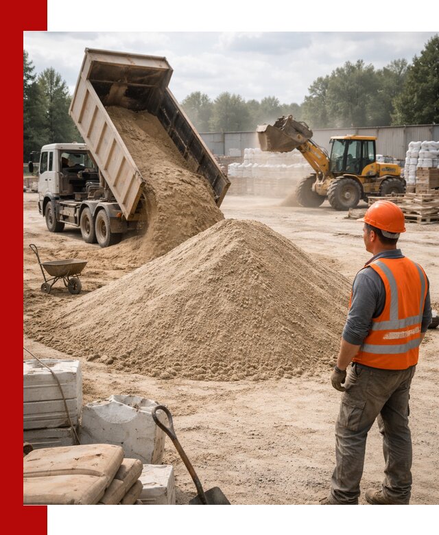 Доставка строительного песка с самосвалом в Лесне