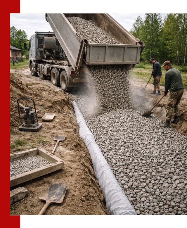 Гравий для дренажа с доставкой в Лесне качественный и недорогой