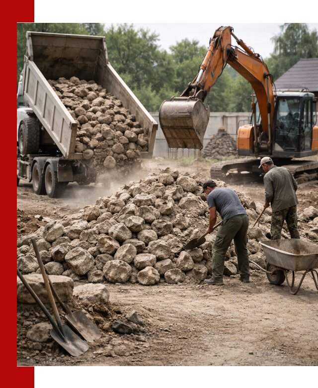 Доставка и разгрузка бутового камня в Лесне