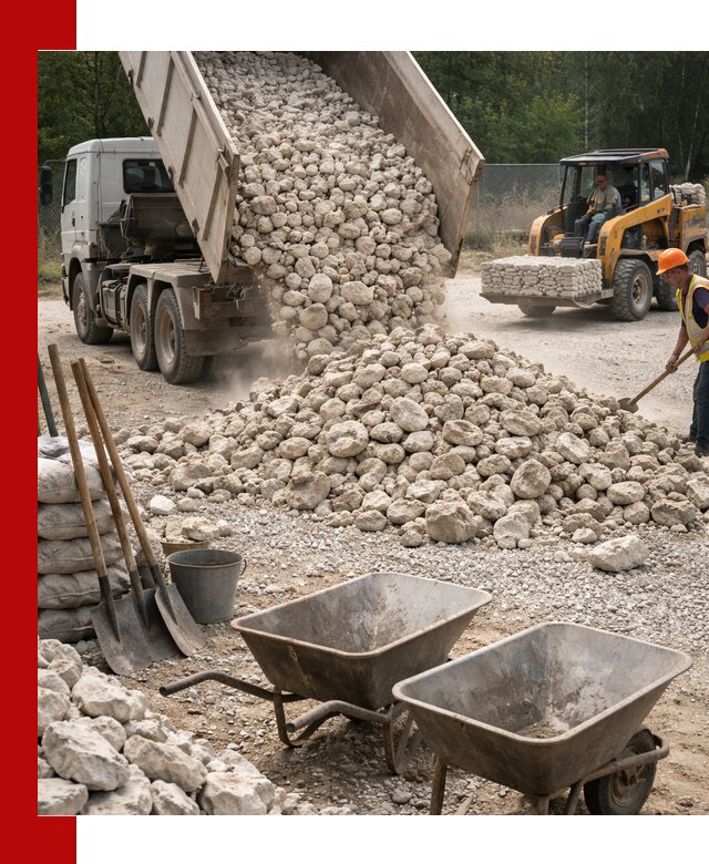 Доставка и продажа бутового известнякового камня в Лесне