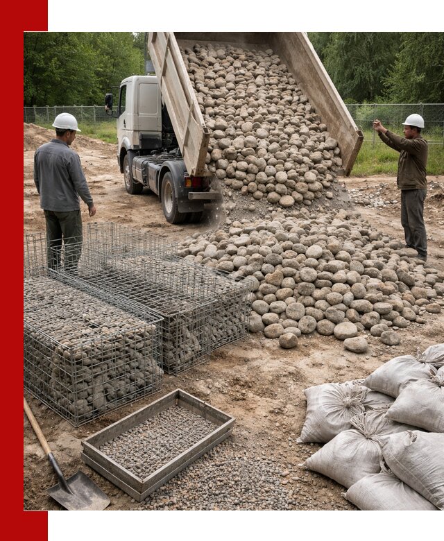 Камень для габионов фракция 70–151 в Лесне