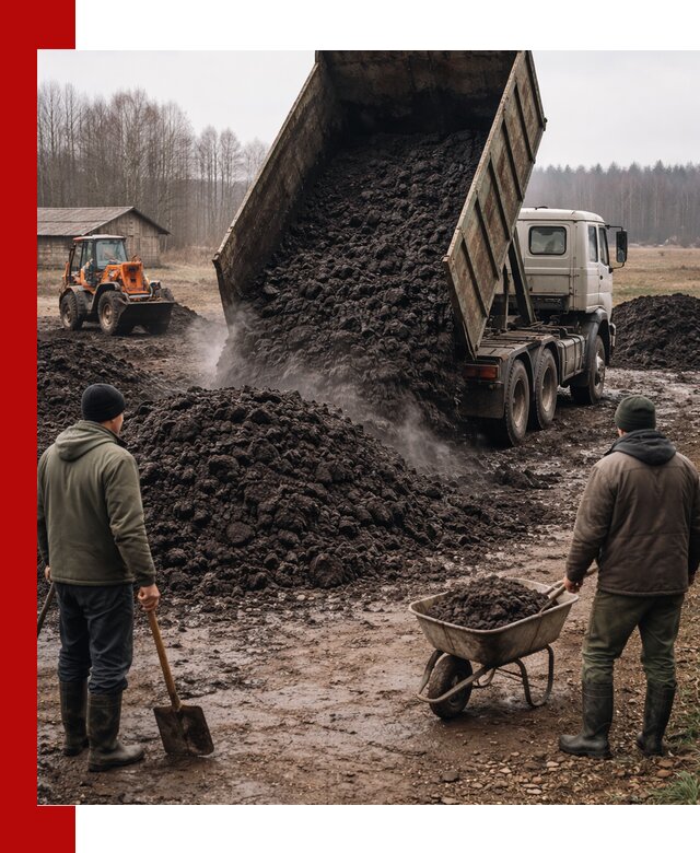 Доставка низинного торфа с разгрузкой и доставкой в Лесне