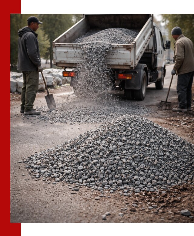 Гранитная крошка для посыпки дорог и тротуаров в Лесне