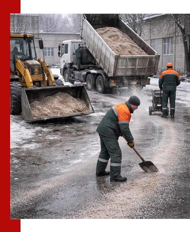 Реагент против гололеда с доставкой и нанесением в Лесне