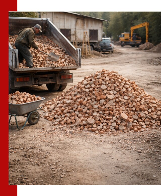 Доставка и подушка из боя кирпича с разгрузкой в Лесне