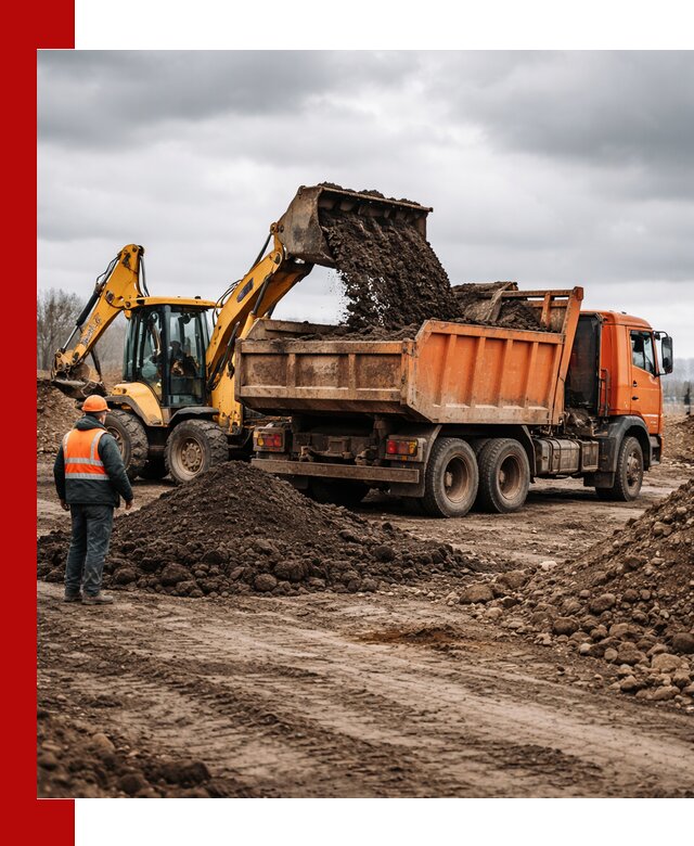 Вывоз грунта и строительного мусора в Лесне грузовыми самосвалами